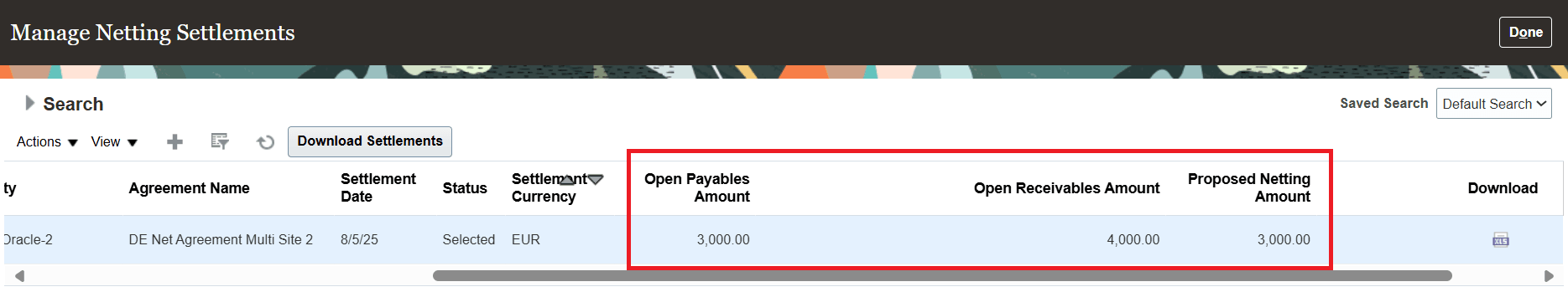 「相殺決済の管理」ページの追加列