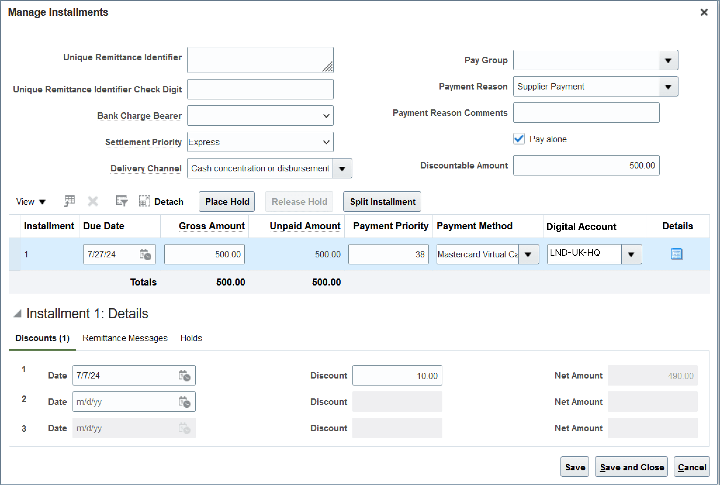 賦払を管理します。