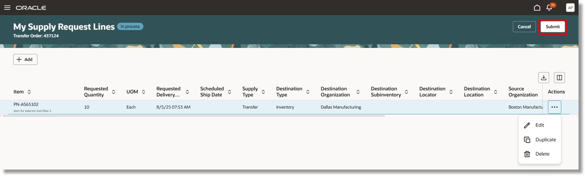 新規明細詳細の発行