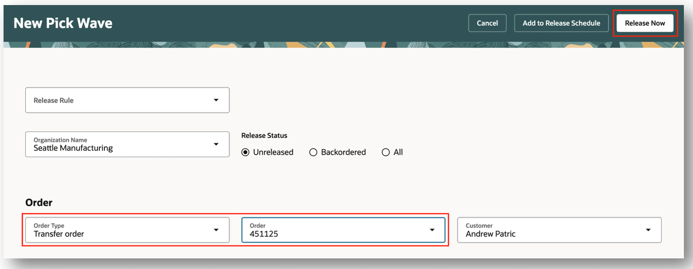 新規ピッキング・ウェーブ