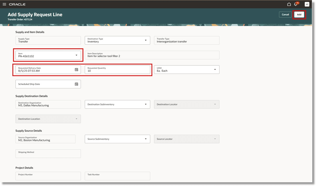 新規明細詳細の入力