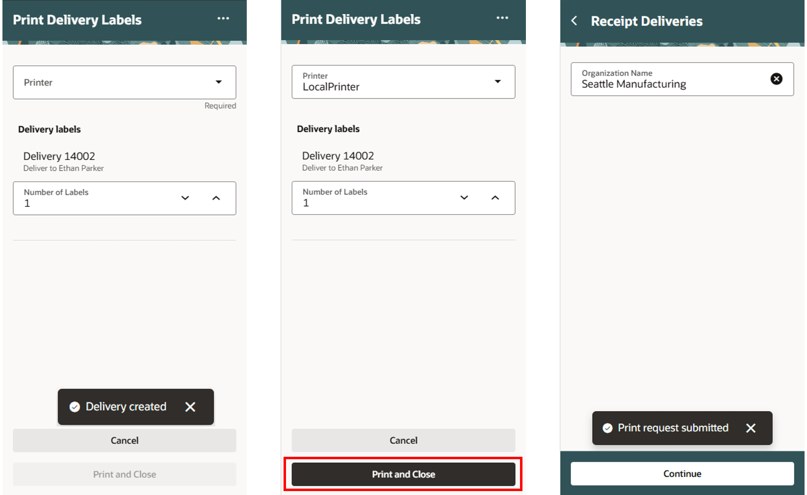 配送ラベルの印刷