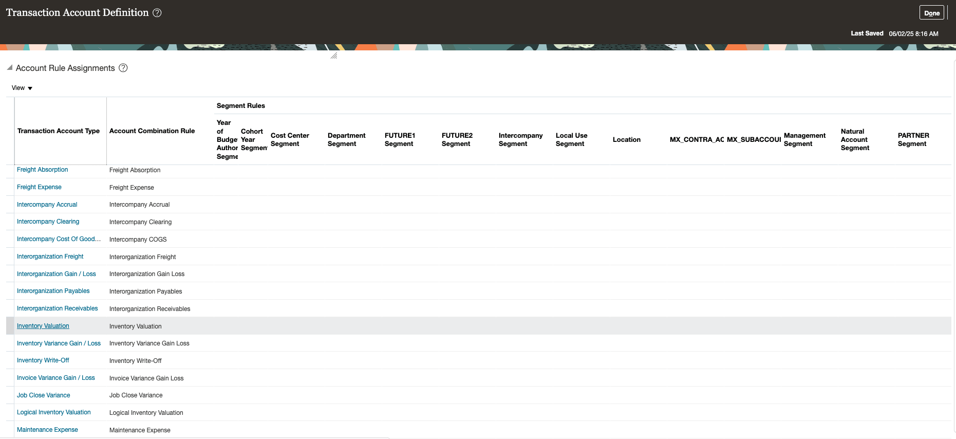トランザクション勘定科目定義