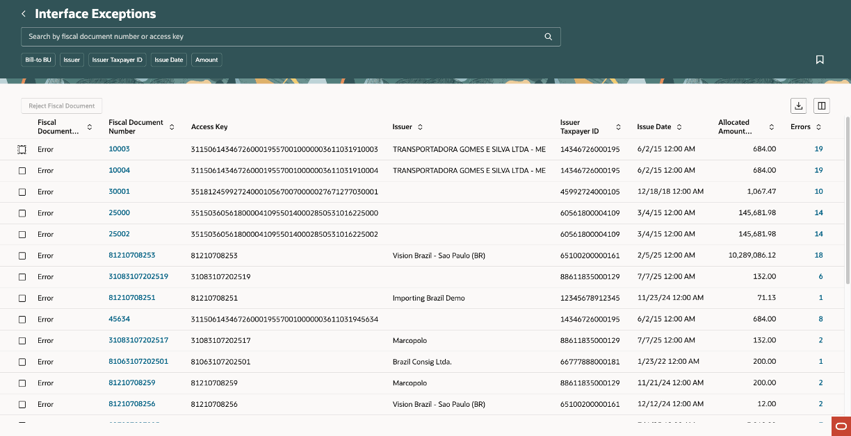 図1 - 新規Redwood UIでのインタフェース例外の表示