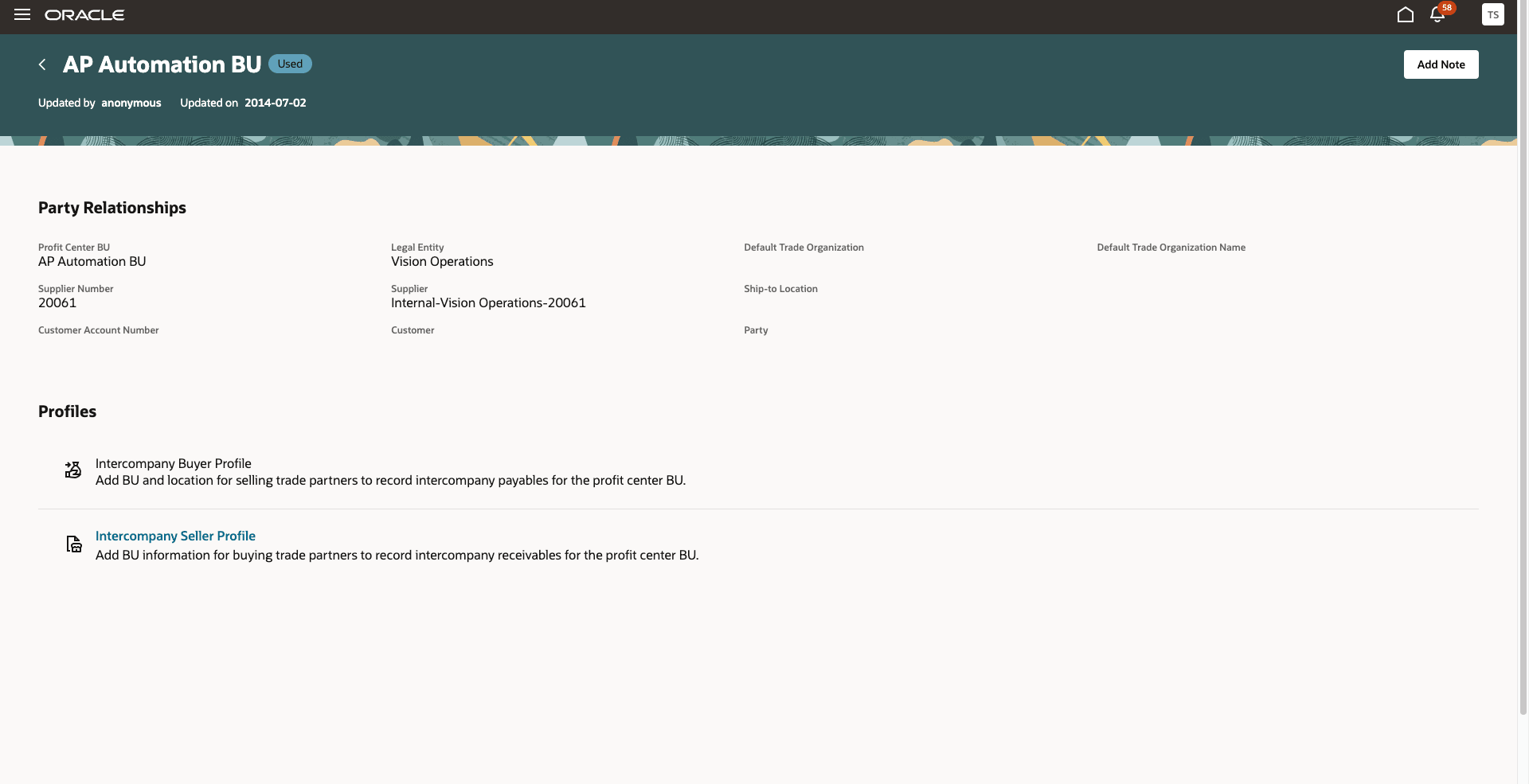 利益センター・パーティ関係の編集および販売者プロファイルの表示