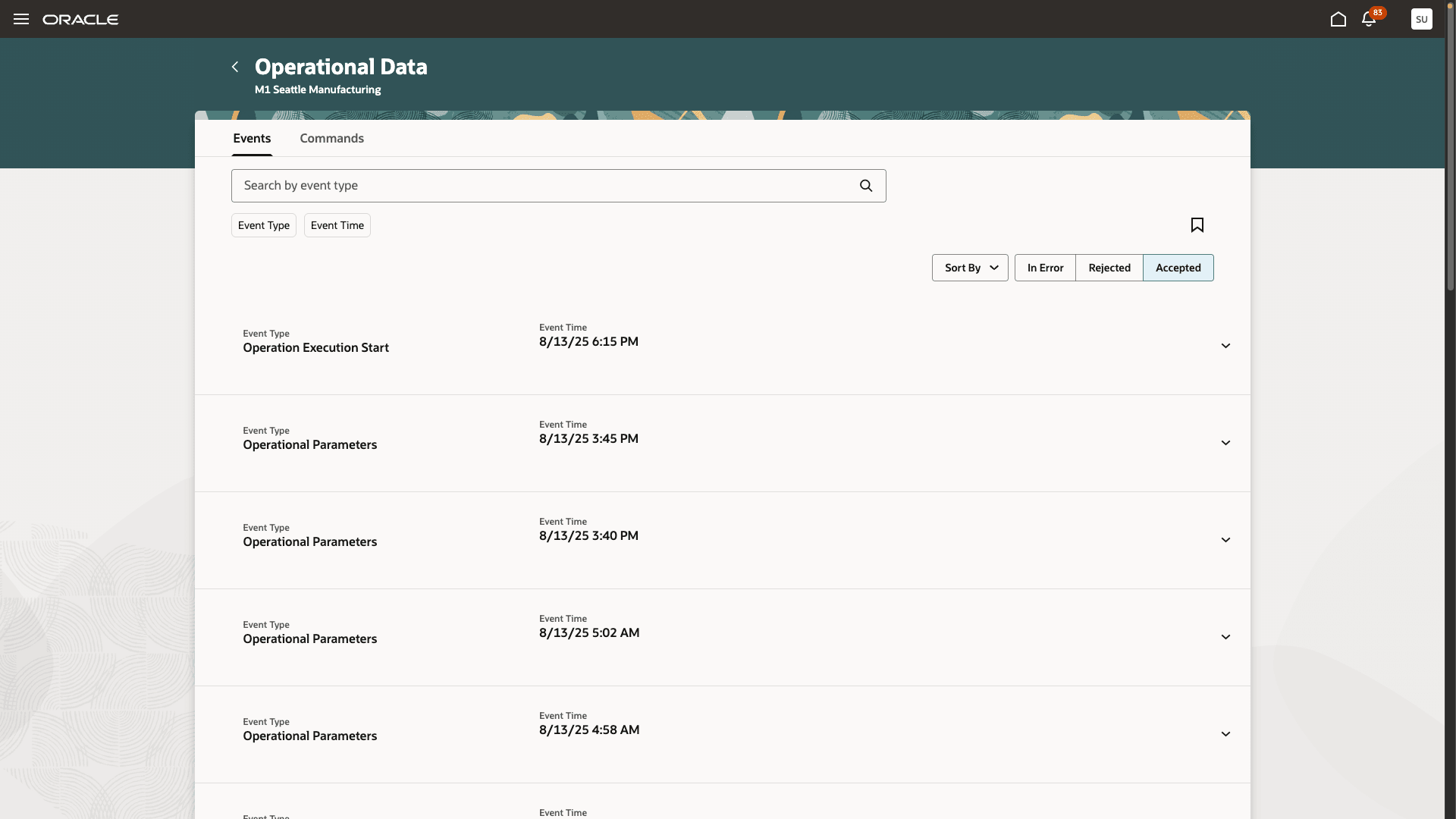 オペレーション・イベント履歴の表示