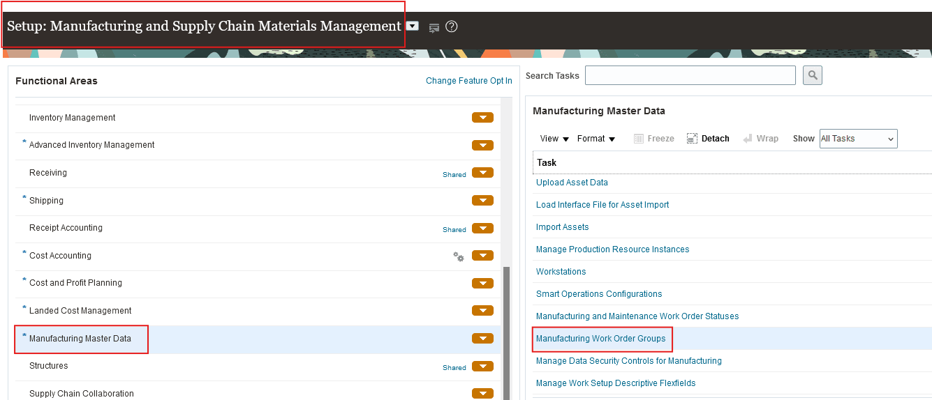 FSMタスク - 製造作業オーダー・グループ