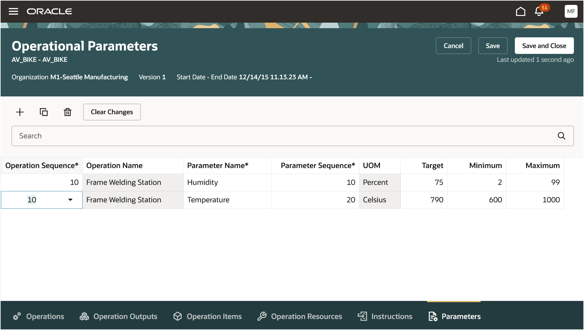 作業定義工程への工程パラメータの関連付け