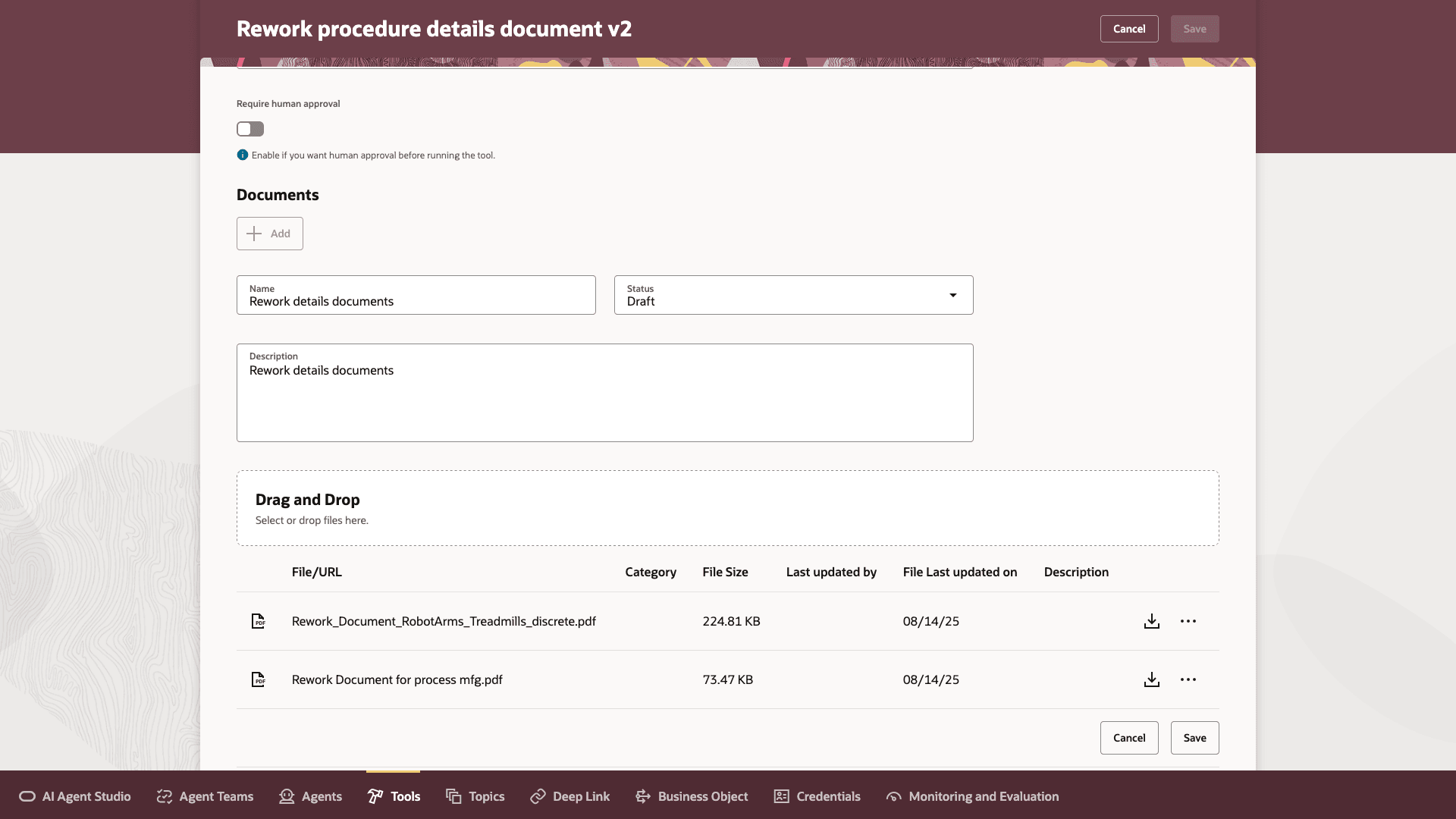 ドキュメント・ツールへのファイルの追加および公開