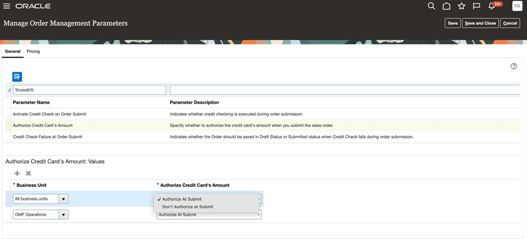 クレジット・カード金額オーダー管理パラメータの認証