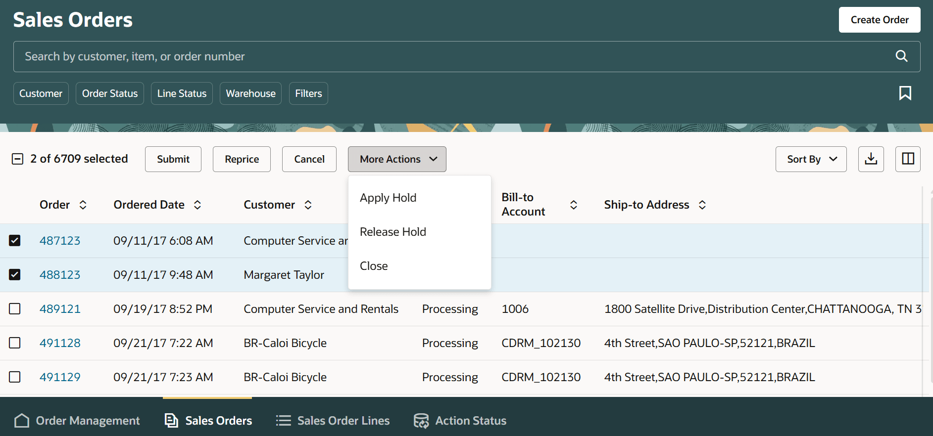 販売オーダー・クローズのその他の処理