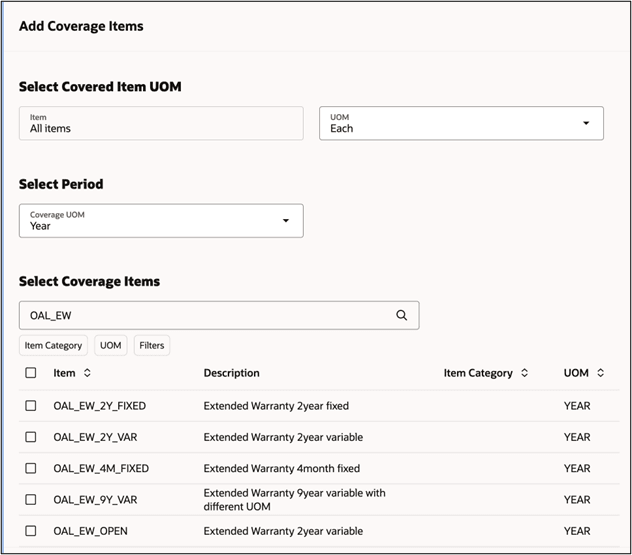  「カバレッジ・アイテムの追加」ダイアログ