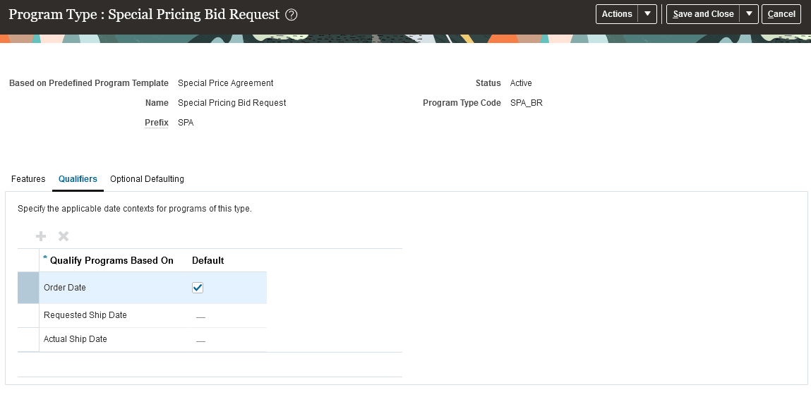特別価格基本契約プログラム・タイプ - クオリファイア