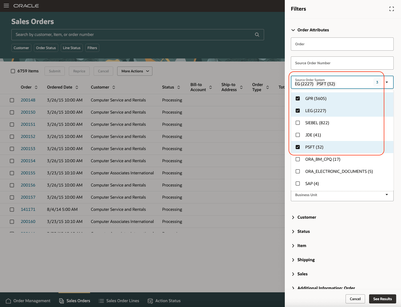 1つ以上のソース・オーダー・システムからのオーダーのクローズ