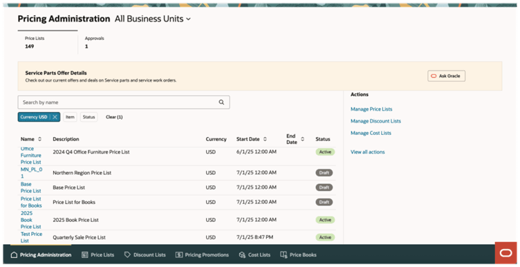 価格設定管理の新しいランディング・ページからガイド付きジャーニを表示します。