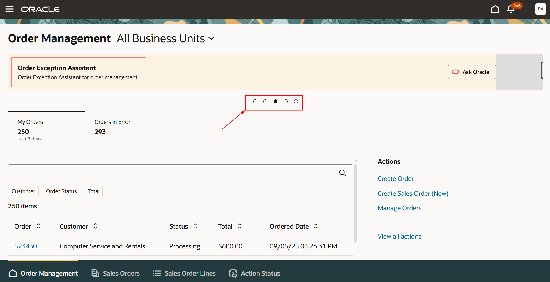 ホーム> Order Management >さらに表示>受注(新規)