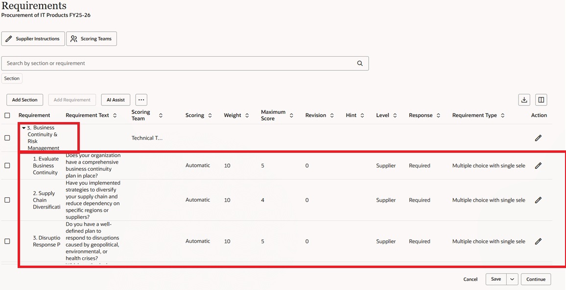 セクションとして追加された資格領域