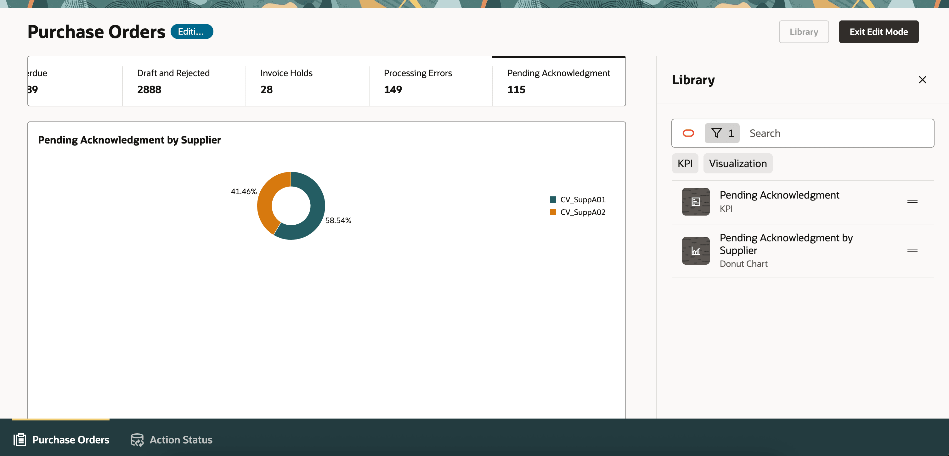 ページへのKPIおよびビジュアライゼーションの追加