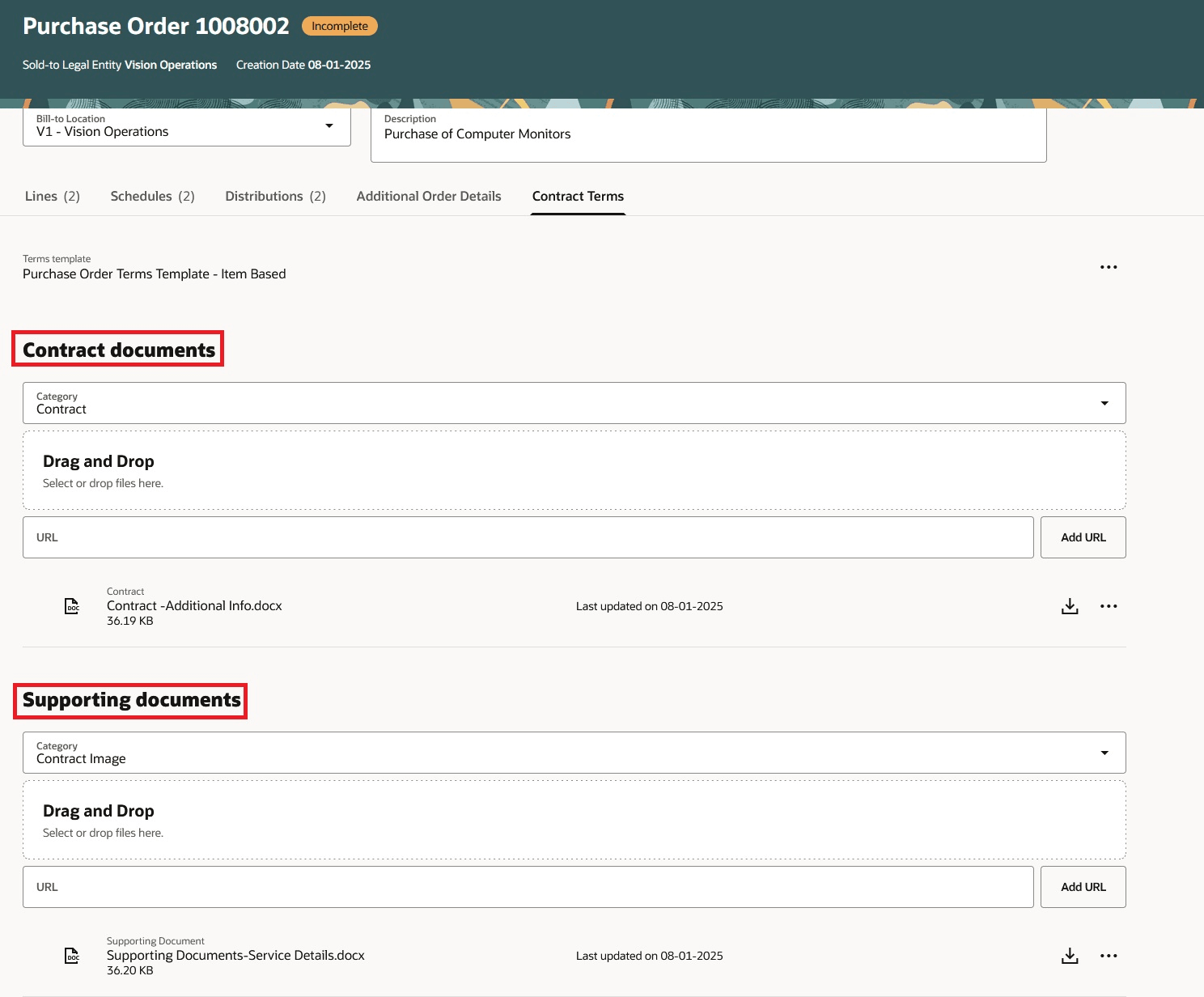 図形: 契約およびサポート文書