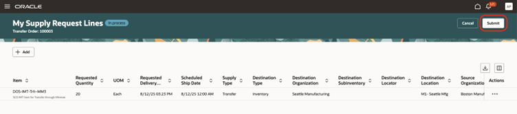 「送信」をクリックします