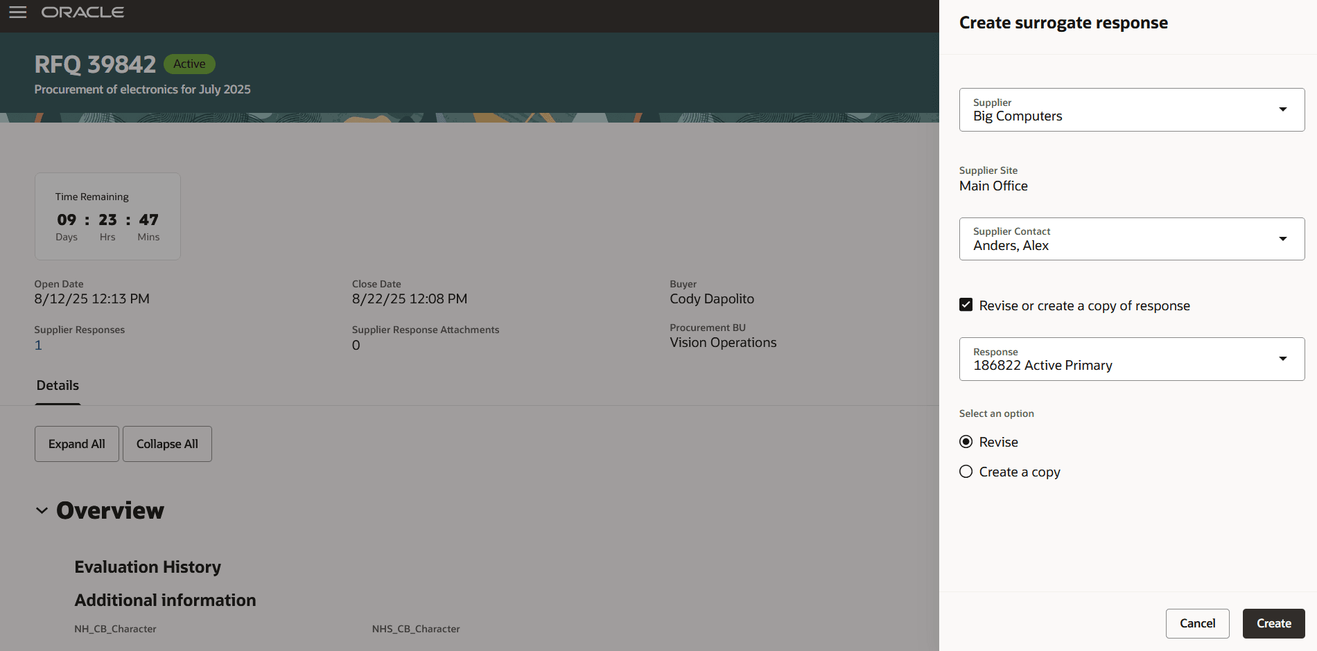 レスポンスの改訂またはコピー