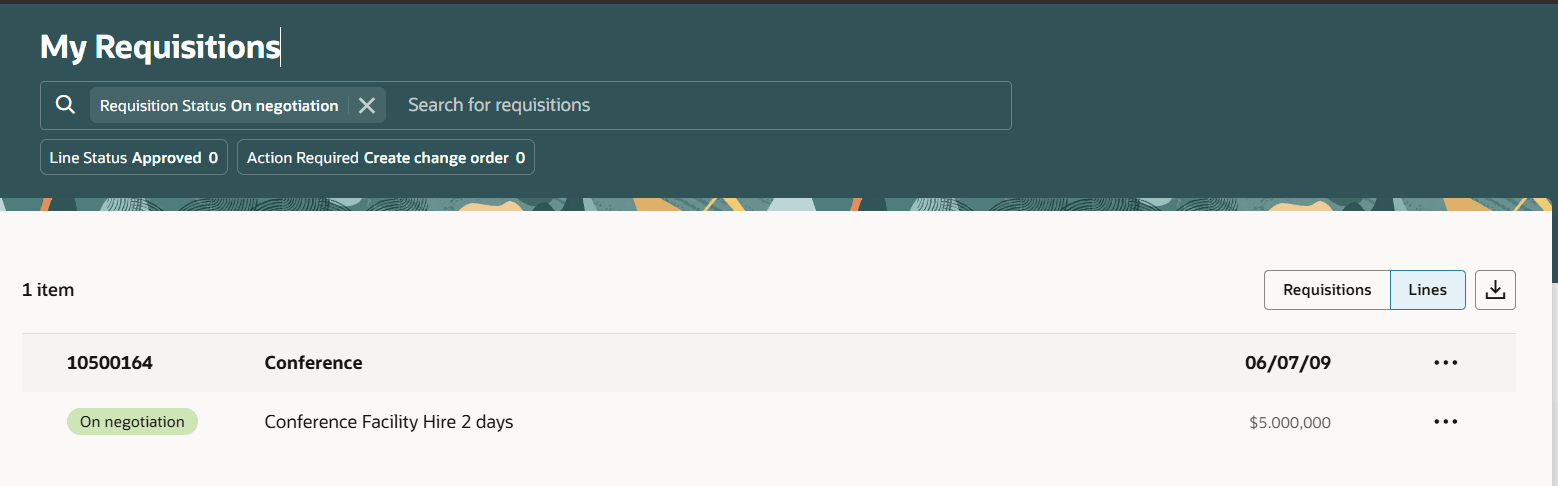 ネゴシエーション中のステータスの購買依頼