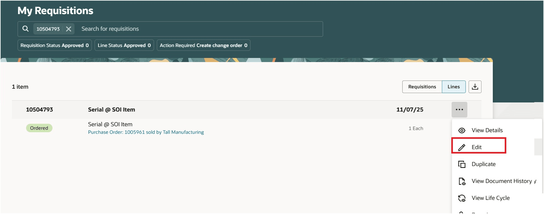 変更オーダーの取下げ