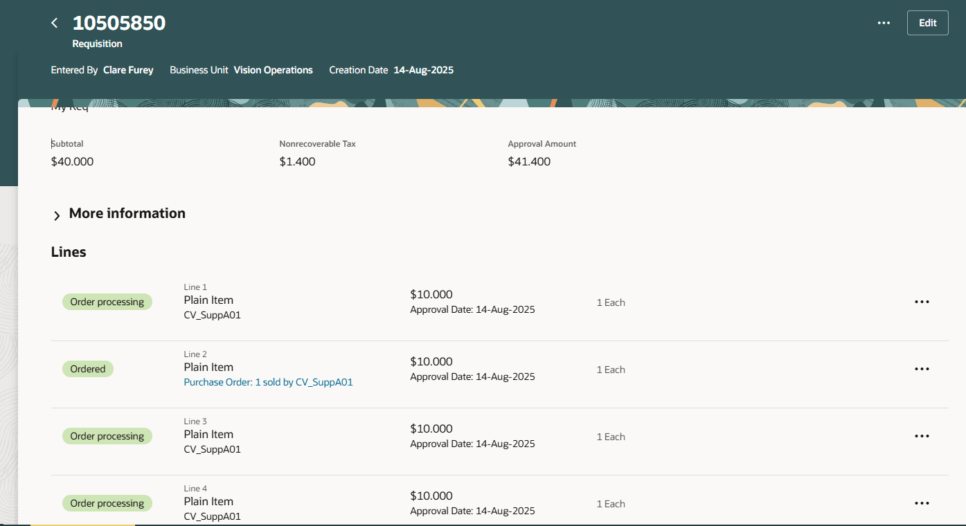購買依頼詳細の明細番号の表示