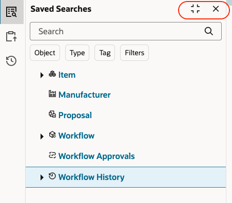 アクションの最大化、最小化およびクローズ