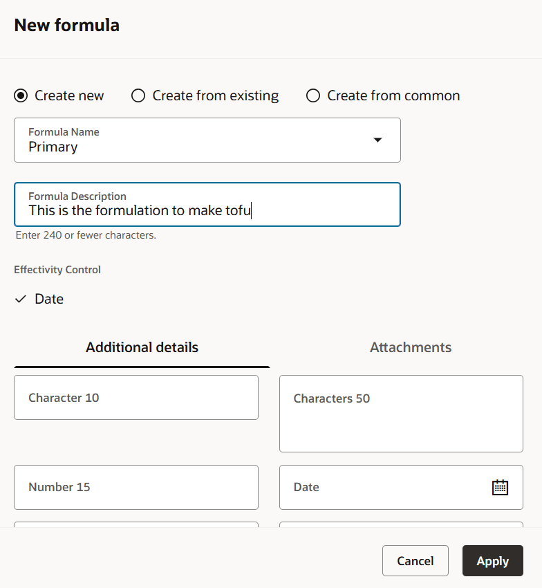 新規フォーミュラ・ヘッダーの作成