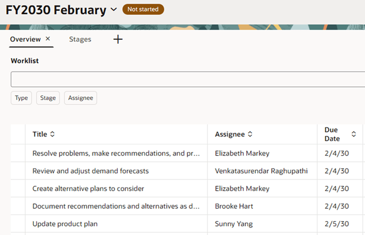 Redwoodの「サプライ・チェーン・プランニング」作業領域でのプランニング・サイクルのオープン