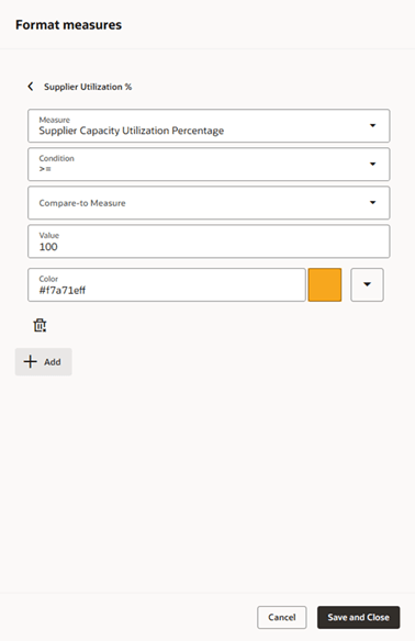 書式メジャー・ドロワーの色書式設定の編集