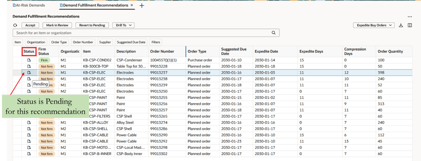 推奨ステータス: 保留中