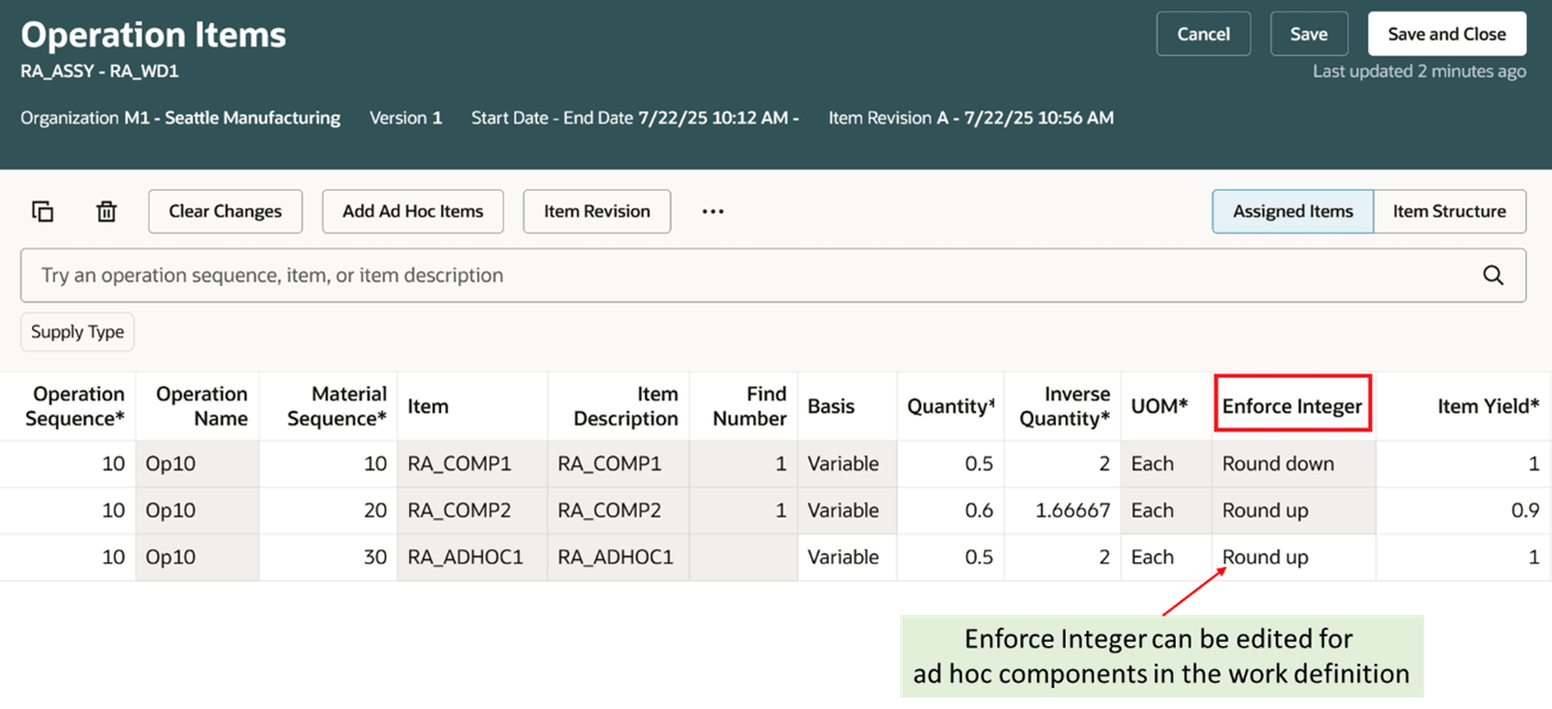 Oracle Manufacturingでの作業定義