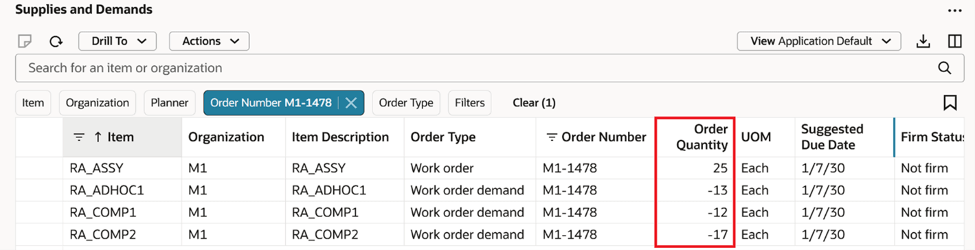 整数を強制する作業オーダー