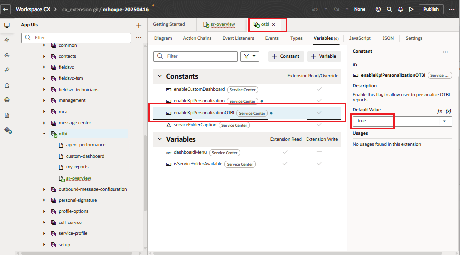 enableKpiPersonalizationOTBIをtrueに設定します。