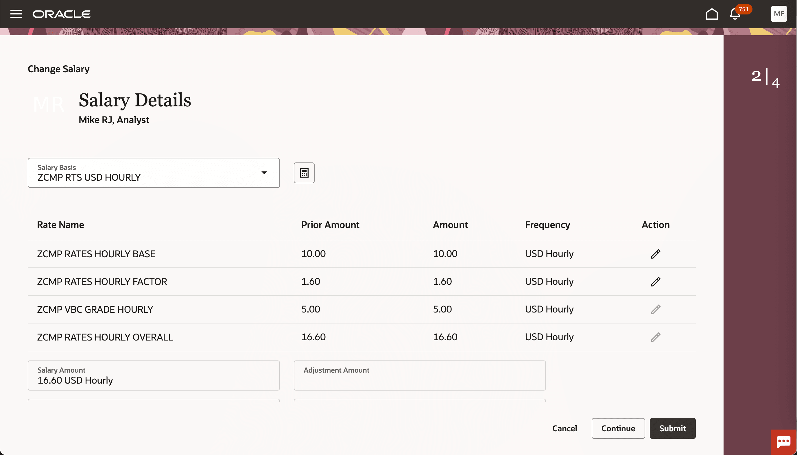 新しい列の表示前の値および特定の列の割合、年間金額非表示