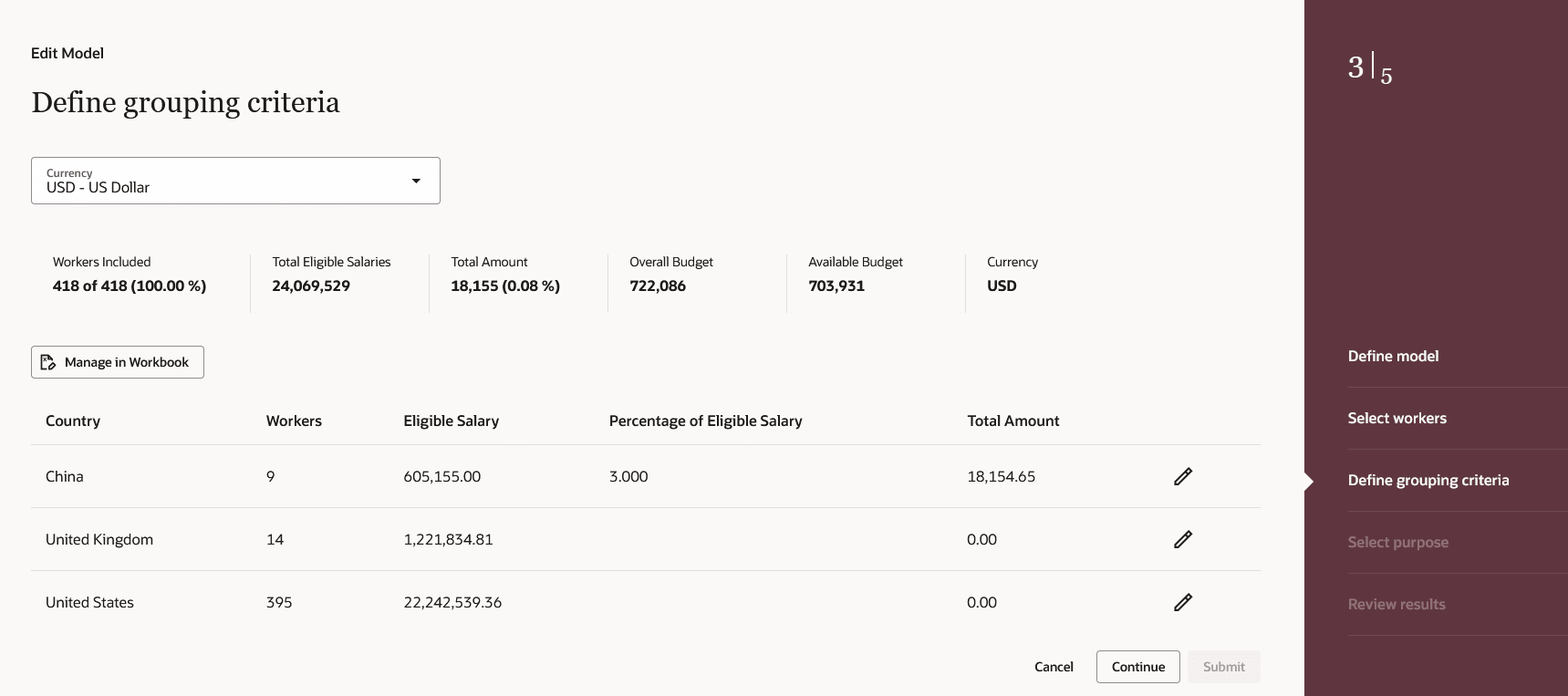 グローバル・モデルによる値の入力