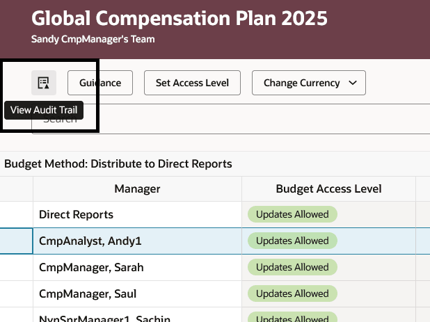監査証跡の表示アイコン