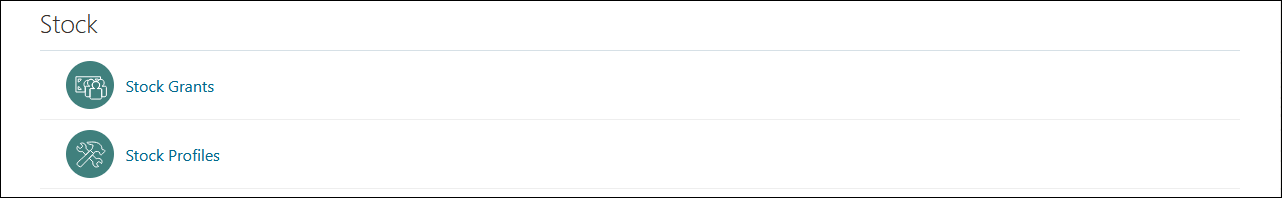 「報酬」作業領域の「株式」リージョン