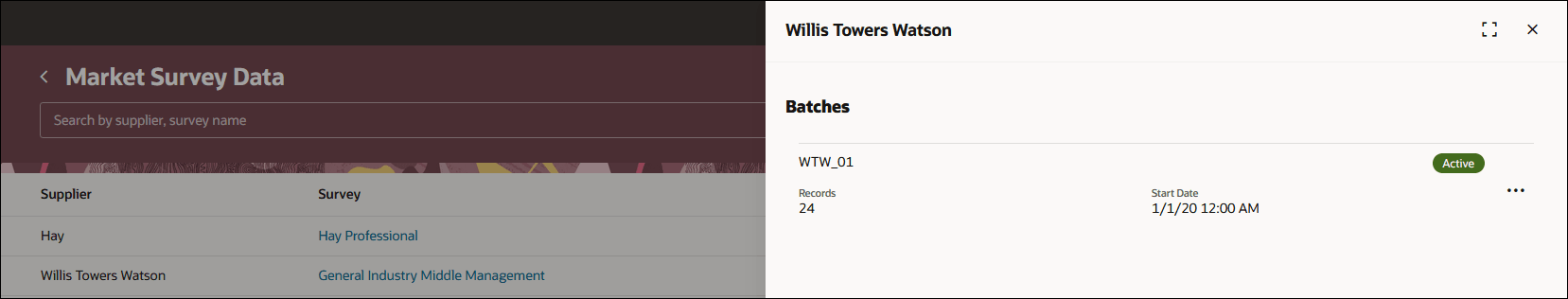 市場サーベイ・データ: サーベイを構成するバッチ