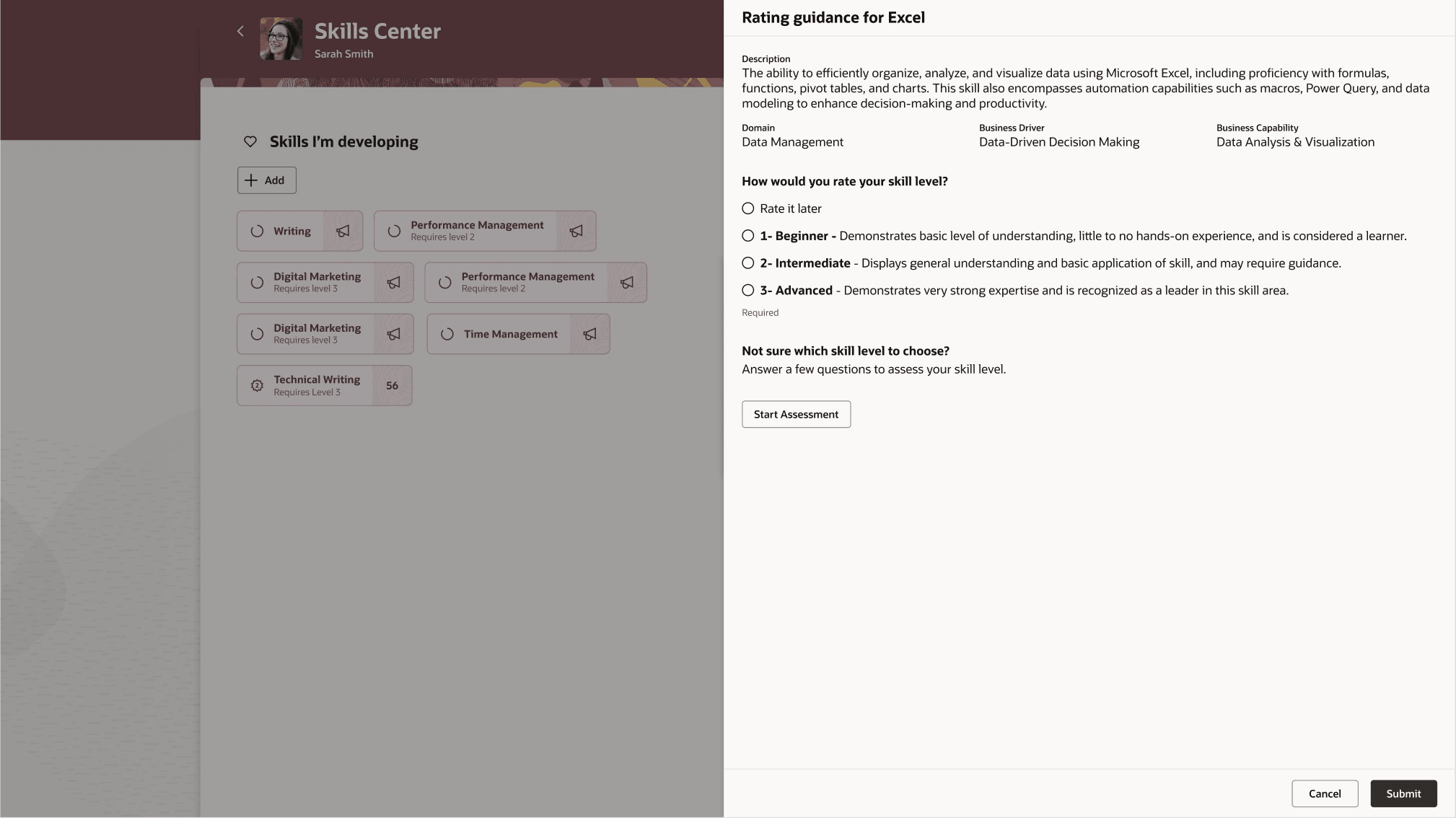 評点ガイダンス・パネルの追加属性