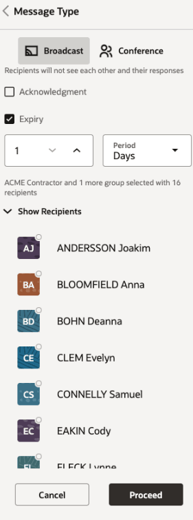 縮小可能な参加者リスト