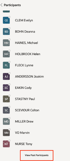 過去の参加者の表示