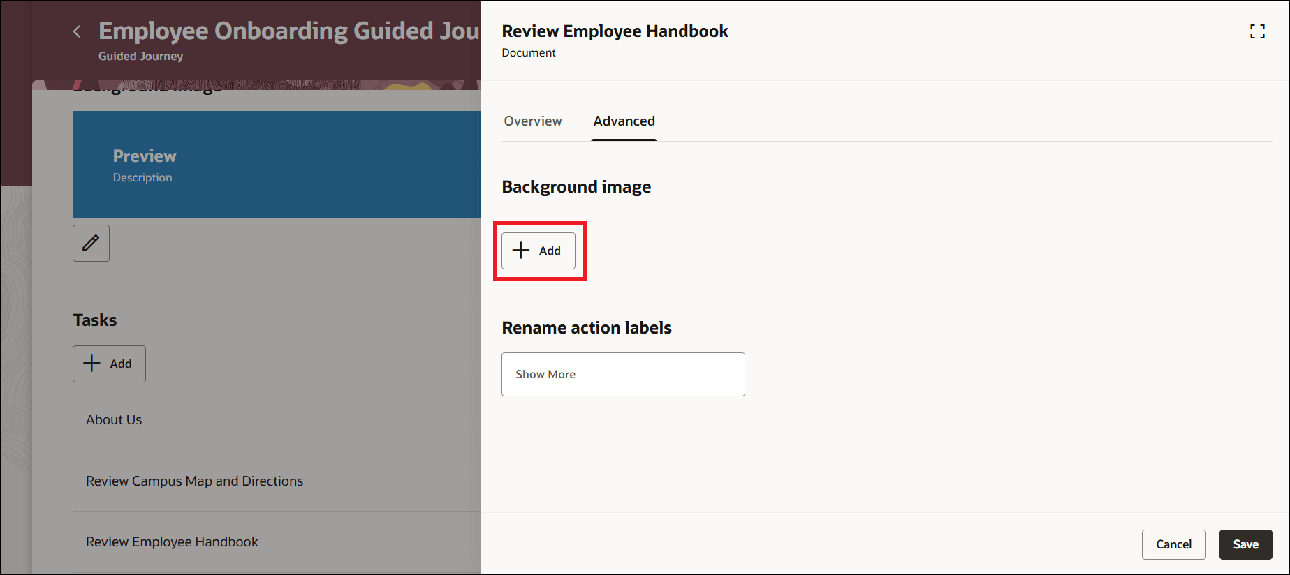 ガイド付きジャーニ・タスクの背景イメージの追加