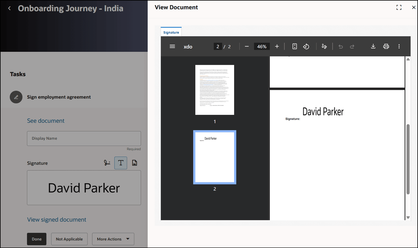 署名オプションのテキストの入力