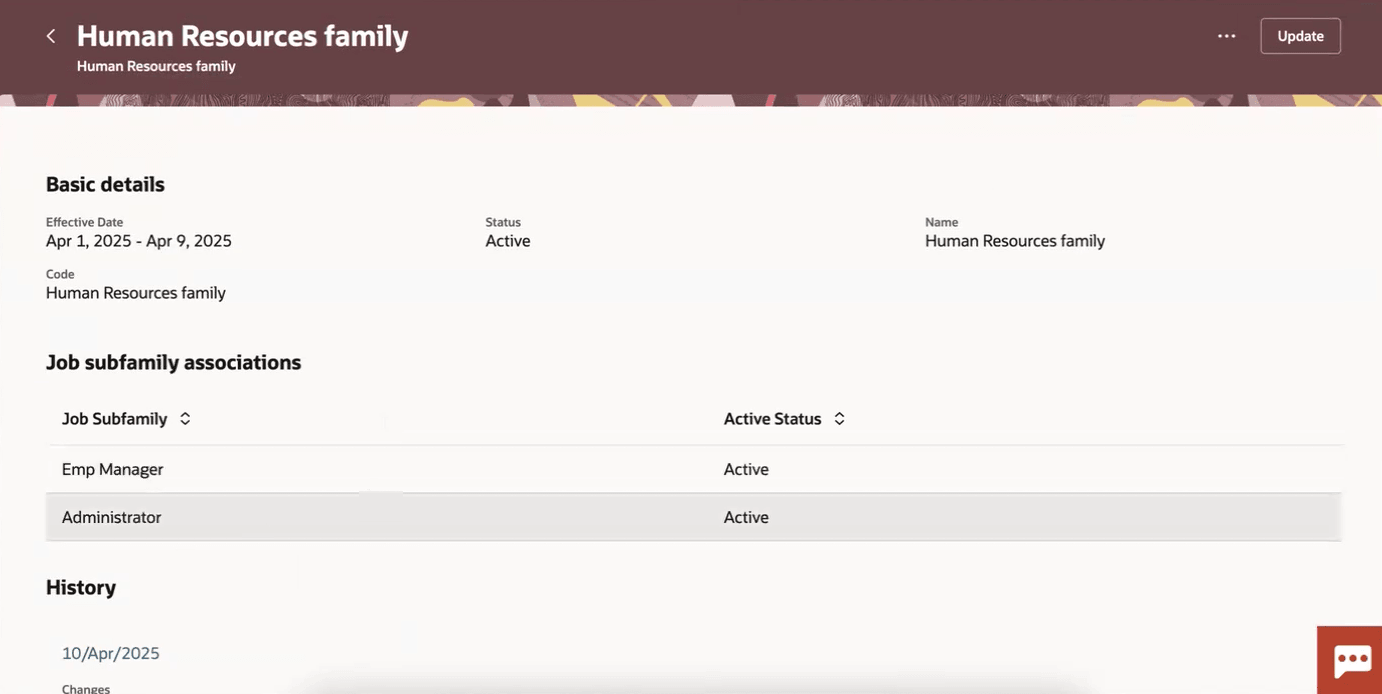最初の有効日レコードのジョブ・サブファミリ関連も削除されました