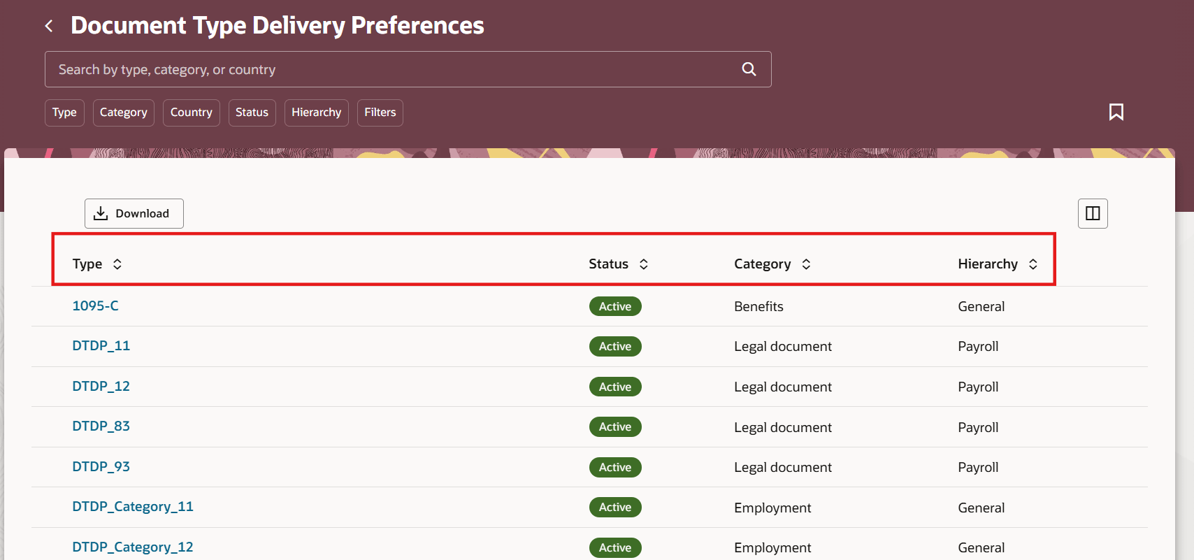 文書タイプ提供プリファレンス・ページに戻ったときに保持されるプリファレンス