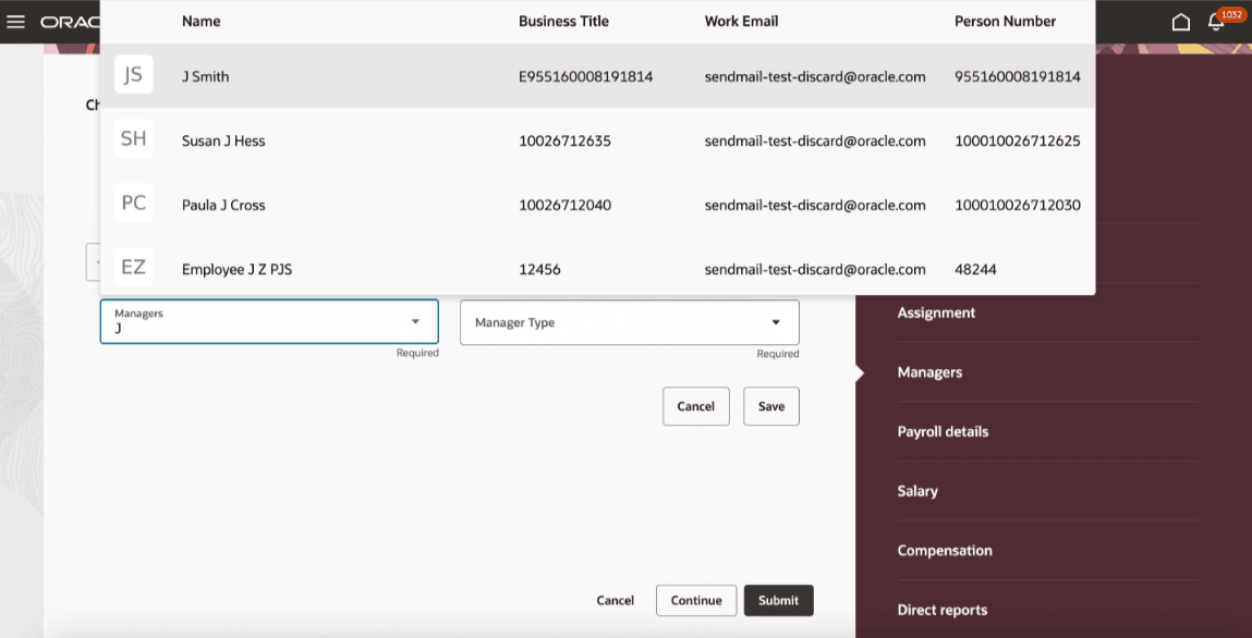 マネージャの検索