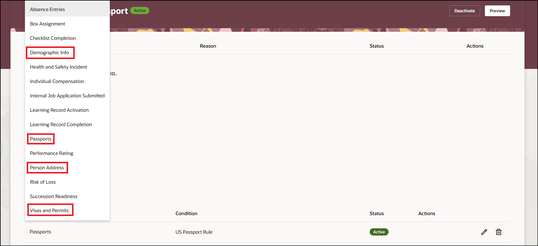 V2イベントのビジネス・オブジェクトのリスト